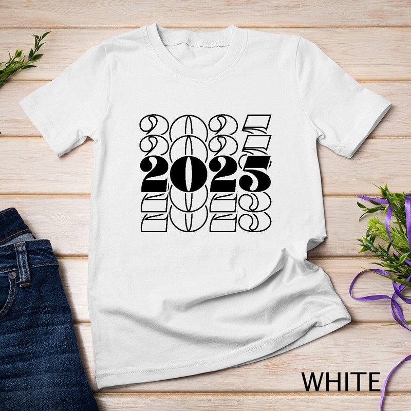 Groovy New Year 2025 Retro Design Funny T-shirt Unisex T-shirt