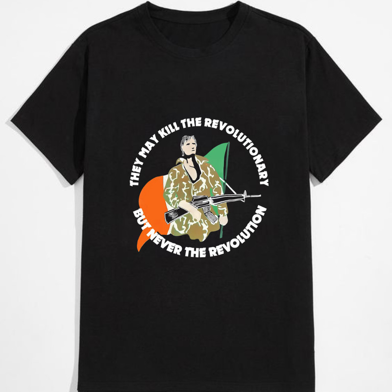 Vintage 80s Irish Republican Army Graphic T-Shirt Retro Military History Style T