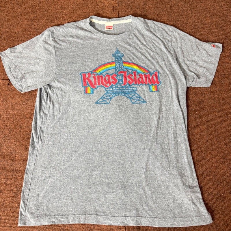 Homage Kings Island Vintage Eiffel Tower Rainbow Graphic T-Shirt Mens XL Grey A+