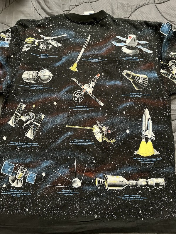 Vintage 90s NASA Space Exploration AOP T Shirt Size Large Art Unlimited gallery