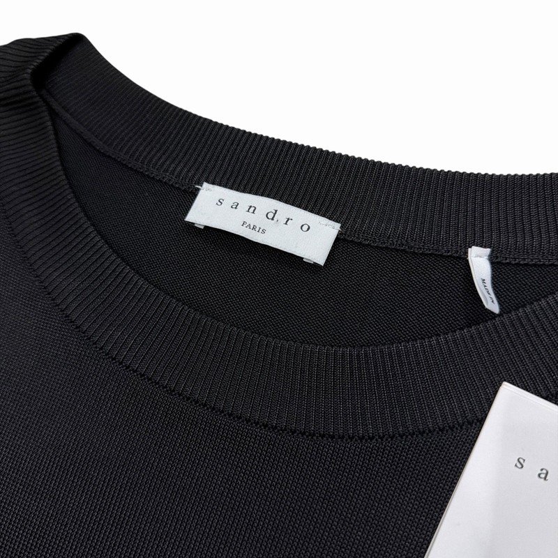 Sandro Pablo Tee Mens Size Large Knitted Crewneck Black gallery