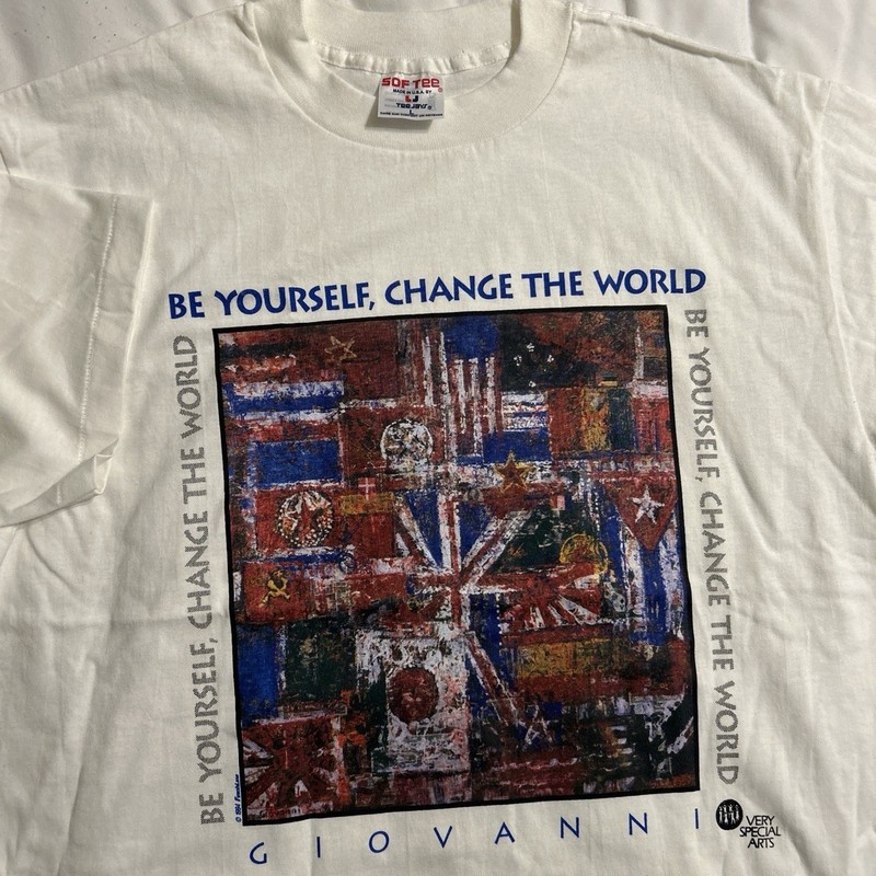 Vintage Giovanni Be Yourself Change The World Art Tee Made In USA Deadstock gallery