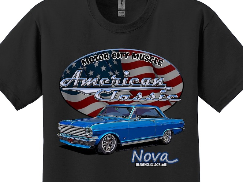 Chevy Nova T-Shirt 1963 American Classic Muscle Car USA Patriotic