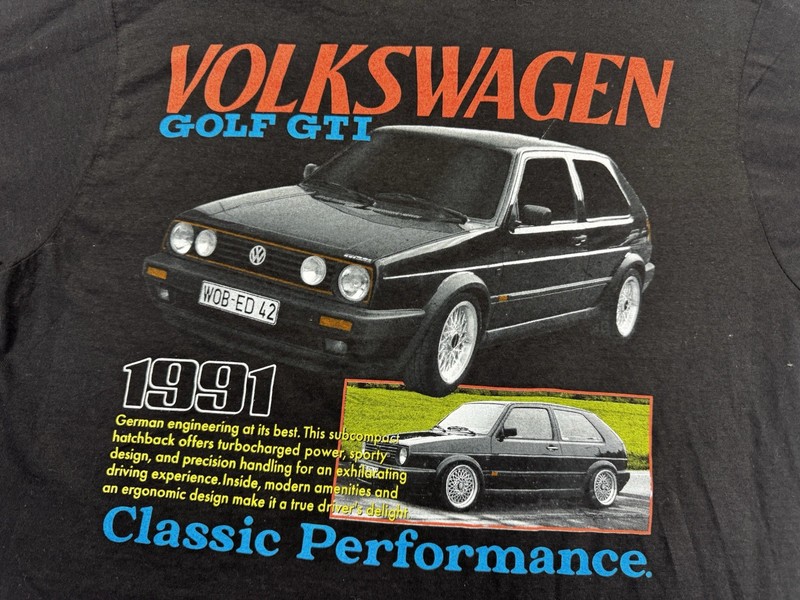 Volkswagen Golf 1991 GTI T-Shirt Black Logo Graphic Tee Racing Men’s Large gallery