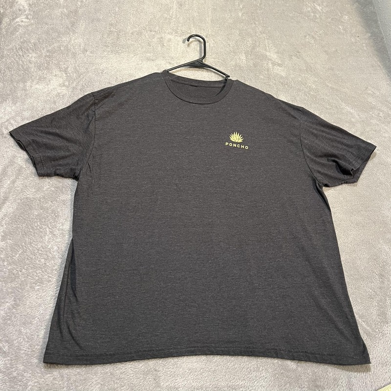 Poncho Outdoors Shirt Mens 2XL Gray Outdoor Logo Graphic Tee T-Shirt Back Print