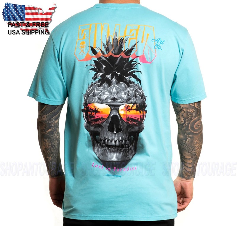 Sullen Pineapple Paradise Premium Fit Blue SCM4340 Short Sleeve T-shirt For Men