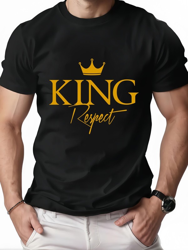 King Crown Respect Graphic T-Shirt Men’s Stylish Royal Streetwear Tee