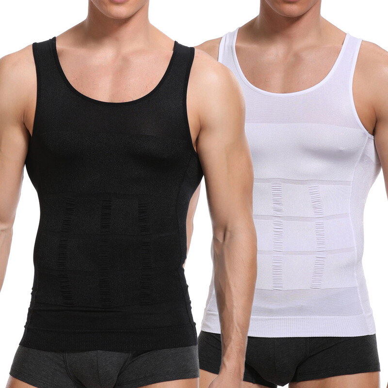 Mens Slimming Tummy Body Shaper Vest Compression T-Shirt Ultra Durable Tank Tops gallery