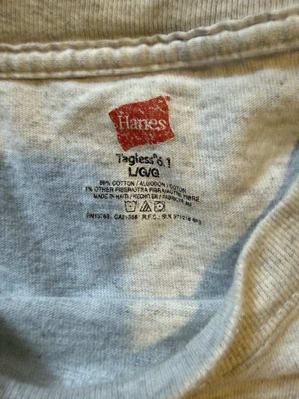 Hanes Men's Gray Graphic Print Crew Neck Short Sleeve Cotton T-Shirt L gallery