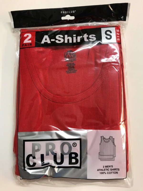 2 New PROCLUB MEN’S A-shirts Red Tank Top Undershirts Pro Club SMALL-7XL 2PC