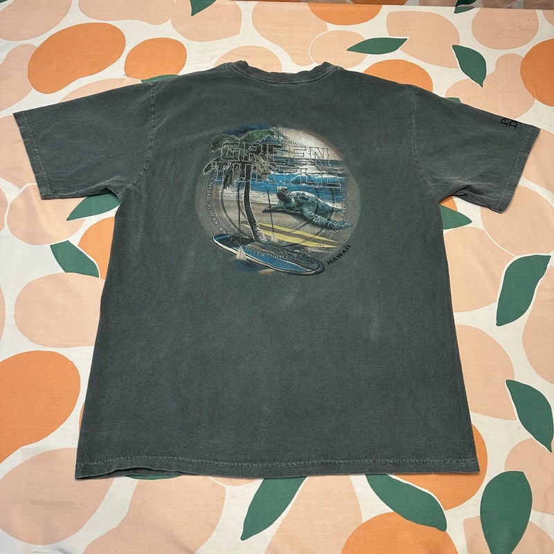 Crazy Shirts Pine Tree Dyed Shirt Men's Medium Dark Green Turtle Beach Surfing gallery