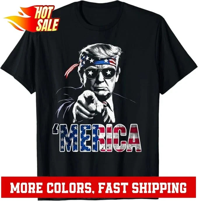 Happy 4th Of July ‘MERICA TRUMP American Flag USA T-Shirt