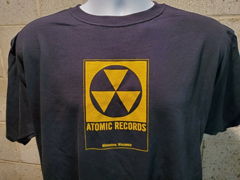 New! ATOMIC RECORDS Milwaukee FALLOUT LOGO Authentic T-Shirt S-M-L-XL-XXL-XXXL