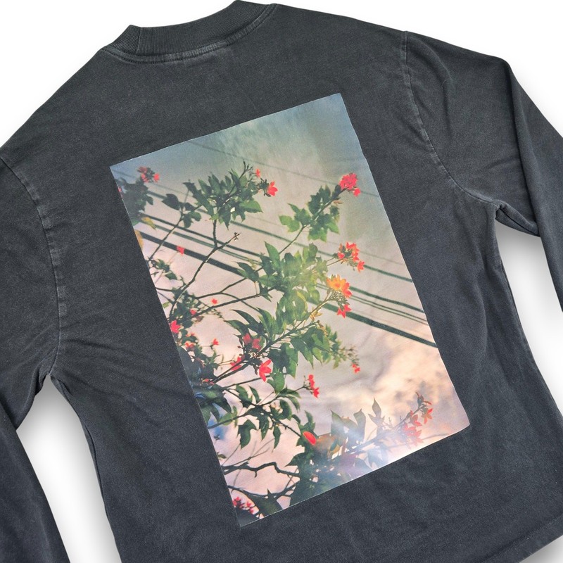 FEAR OF GOD ESSENTIALS Long Sleeve T Shirt Floral Photo Print Black Mens Medium