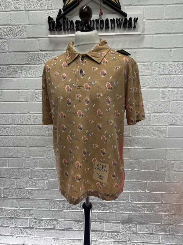 C.P. Company 283A sponged print cotton tacting polo shirt - Orange - Medium gallery