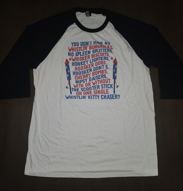 NEW HIPPIE RUNNER PATRIOTIC JOE DIRT WHISTLIN KITTY CHASER BASEBALL TEE SIZE XL