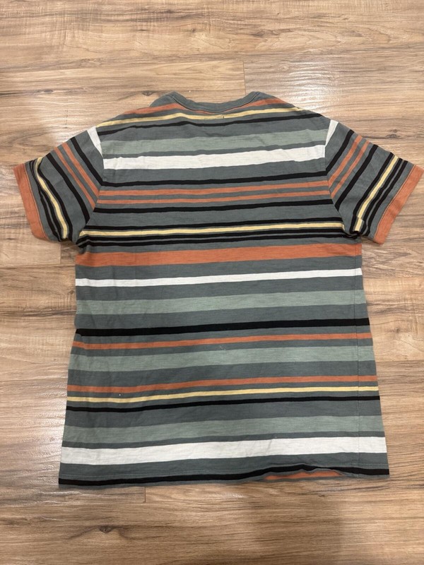 Guess Original Design Striped Pocket T Shirt Mens Small Green Orange Cotton Tee gallery