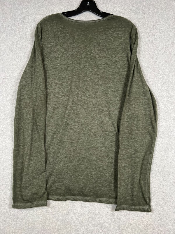 Men's H&M Olive Green Long Sleeve Henley T-Shirt Size Large gallery