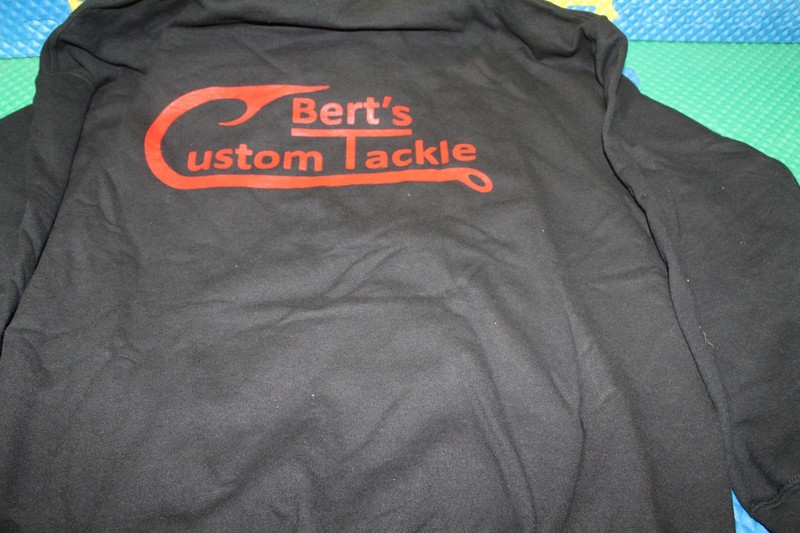 Berts Custom Tackle 50/50 Poly/Cotton Black Hooded Sweat Shirt Choose Size gallery