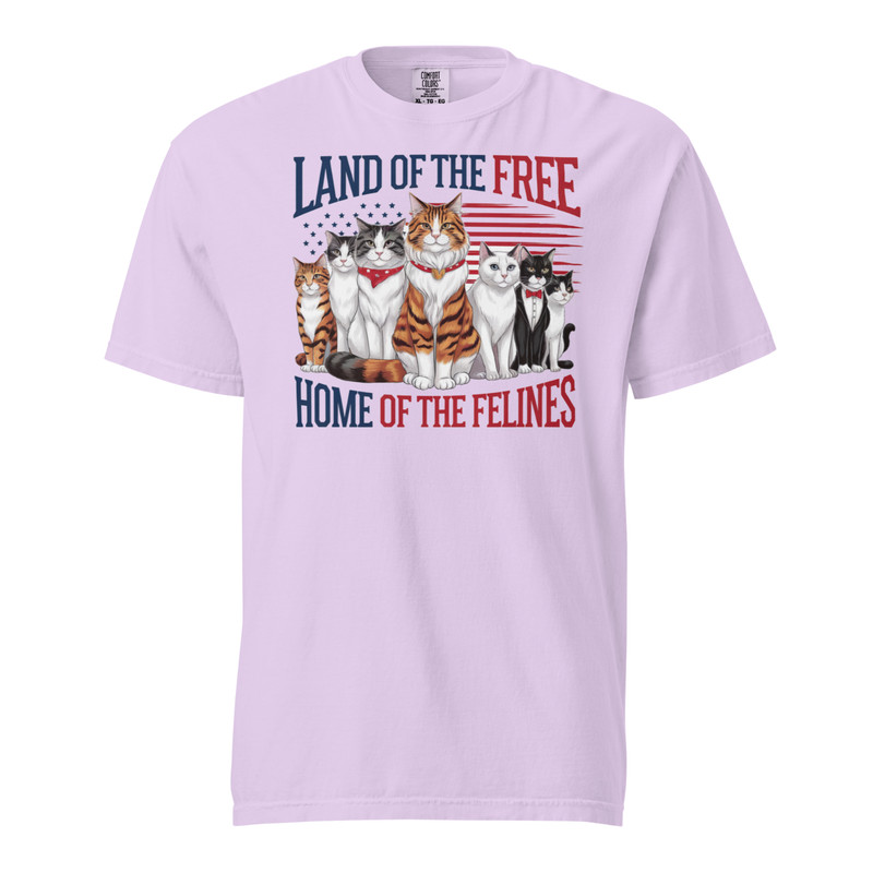 Land of the Free Home of the Felines Comfort Colors Cat Lover T-Shirt gallery