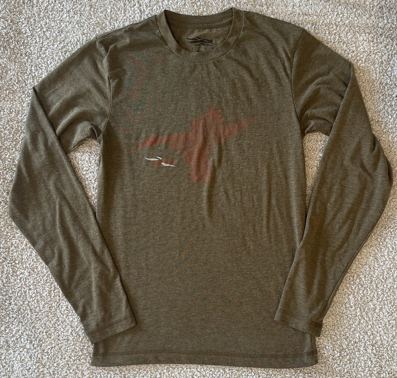 Sitka Graphic Long Sleeve Tee T-Shirt Brown Small Hunting Hiking Waterfowl