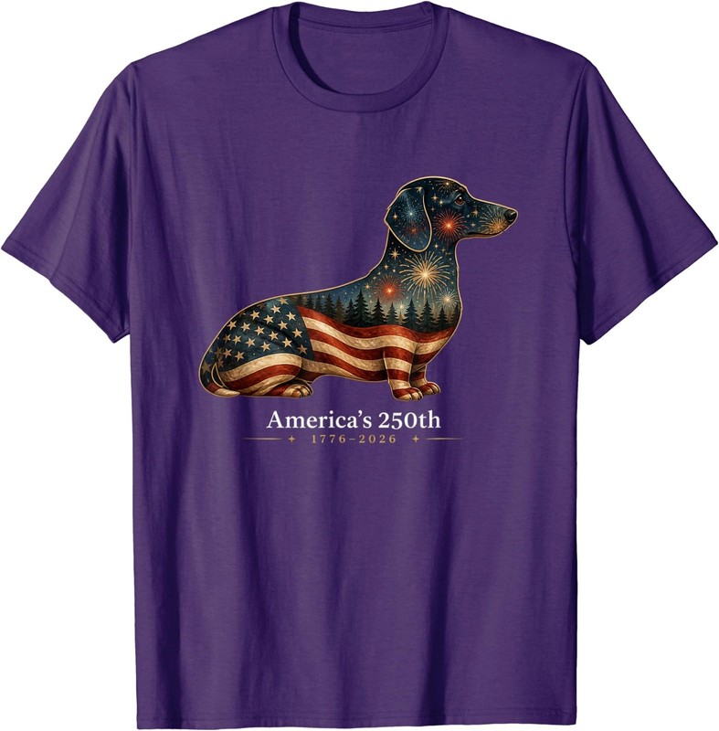 Dachshund America's 250th Patriotic Dog Fireworks T-Shirt gallery