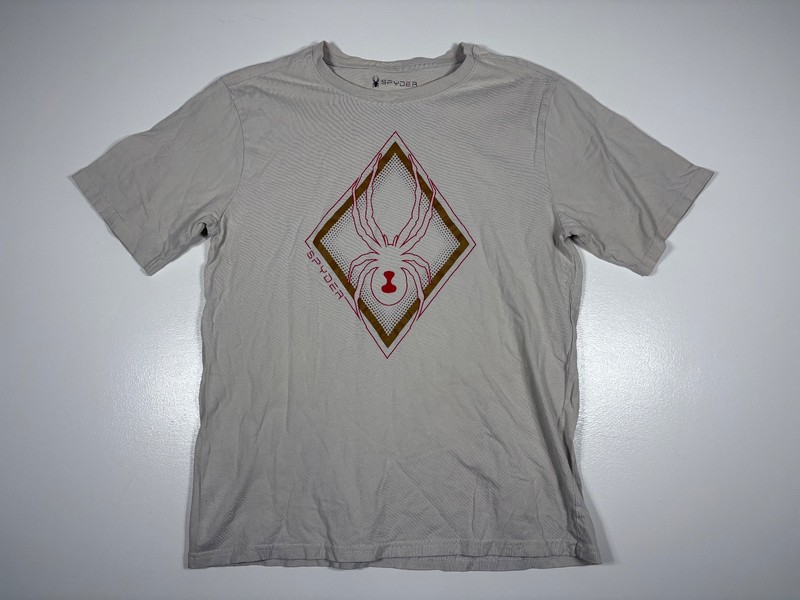Spyder T Shirt Men Medium Tan Graphic Logo Cotton Athletic Casual Wear