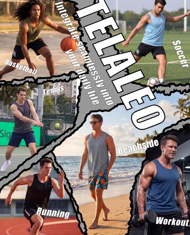 5 Pack Men's Workout Tank Tops Sleeveless Mesh Muscle Gym Shirt Quick Dry Bla... gallery