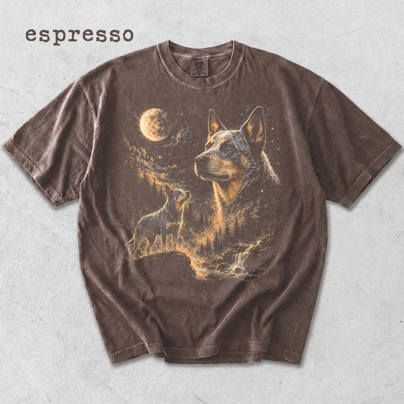 Australian Cattle Dog Howling at the Moon Shirt Retro Graphic Dog Mom Tee gallery