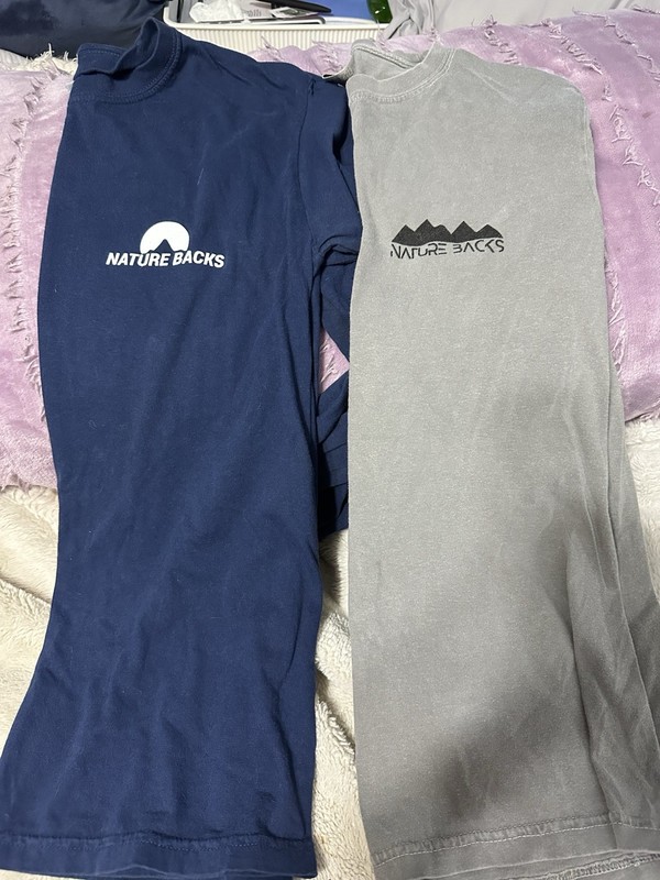 2 Men’s Nature Back Long Sleeved Tshirts Small Outdoor Hiking Camping Fishing