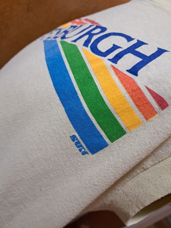 Vintage 70/80s Rainbow Pittsburgh Souvenir Sleeveless T-Shirt Made In USA. XL gallery