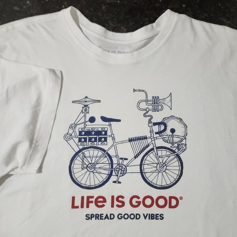 Life is Good Spread Good Vibes Crusher T Shirt Bike Bicycle Summer Casual XL