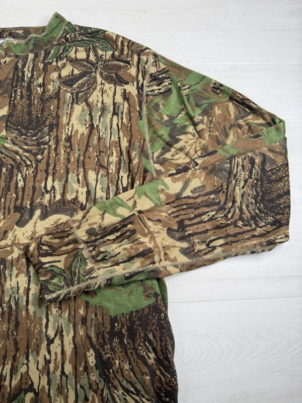 Vtg Cabelas Camo Henley Base Layer Shirt Heavyweight Hunting USA Made 80s 90s XL gallery