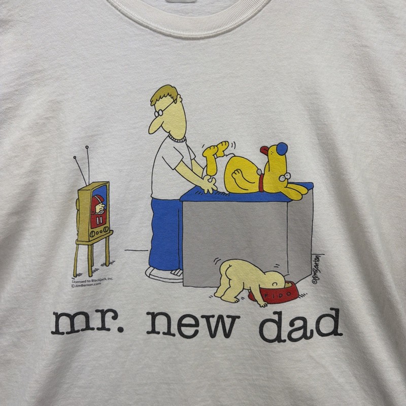 Vintage Jim Benton T Shirt Mens XL White Mr New Dad Funny Football Baby Dog TV gallery