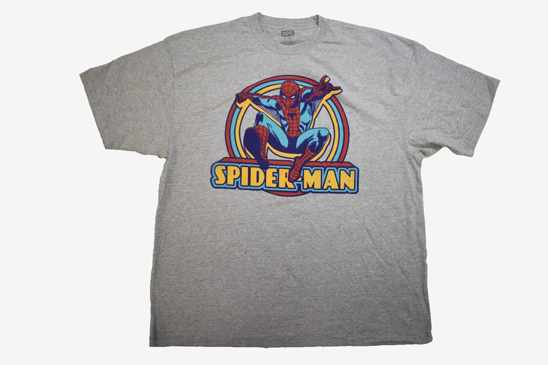 Marvel Spider-Man Mens Big & Tall Flying Spiderman Gray Shirt New LT-6XL