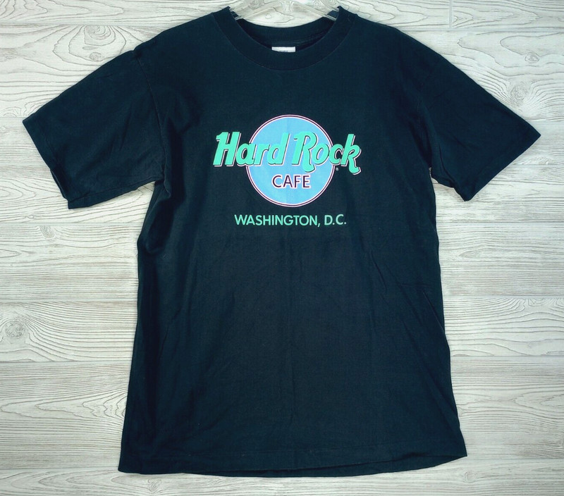 Vintage Hard Rock Cafe Shirt XL Washington DC Black Single Stitch 90s Logo USA