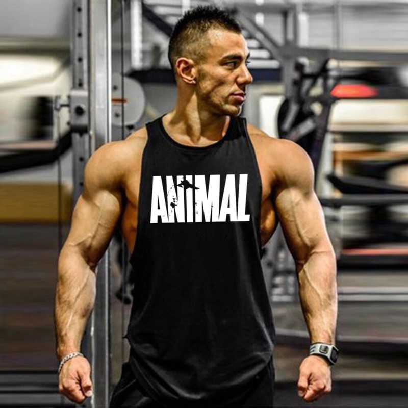 Men’s Gym Workout Printed “ANIMAL” Tank Top VEST Fitness Bodybuilding Stringer