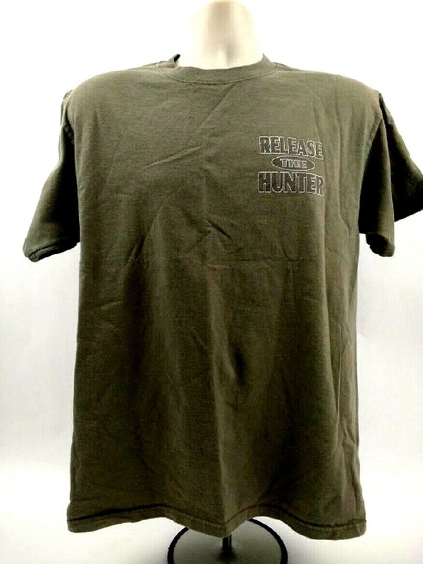 “Release The Hunter” Bowhunter Men’s 100% Cotton Green T Shirt Size Medium gallery