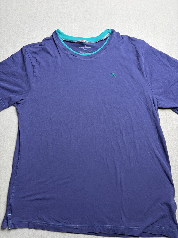 Tommy Bahama Mens XL Navy Blue Cotton Spandex Stretch Marlin Logo T-Shirt