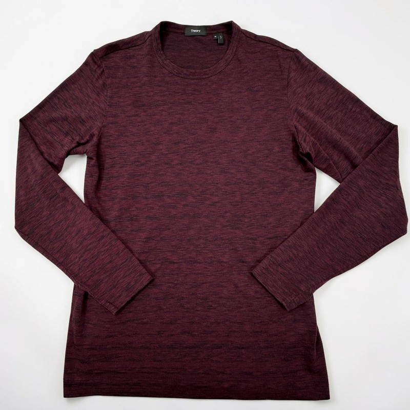 Theory Gaskell Lounge Slub 2 Shirt Mens Medium Chianti Cotton Blend Long Sleeve