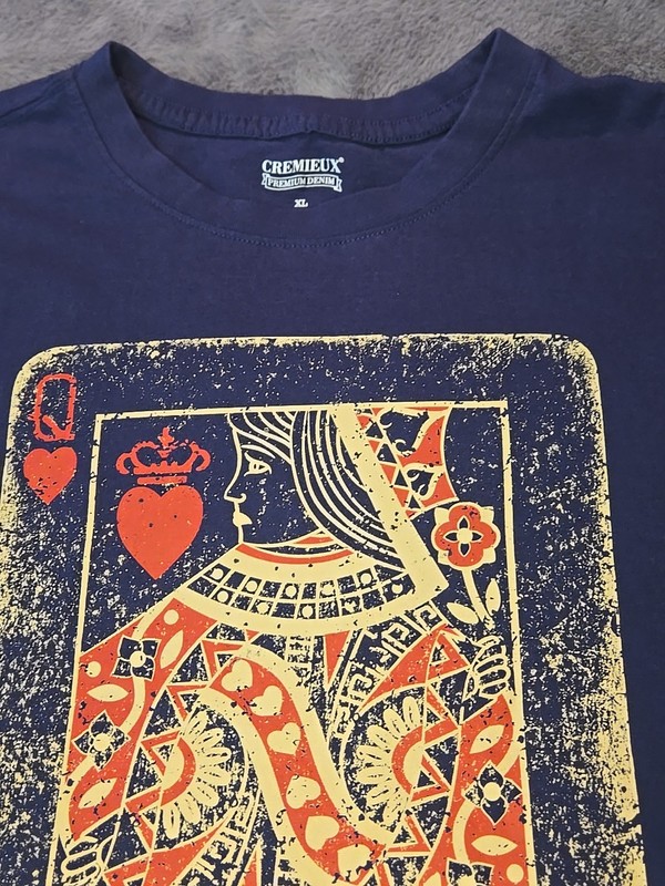 Daniel Cremieux Queen of Hearts T Shirt Mens XL Poker Card Graphic Print Blue gallery