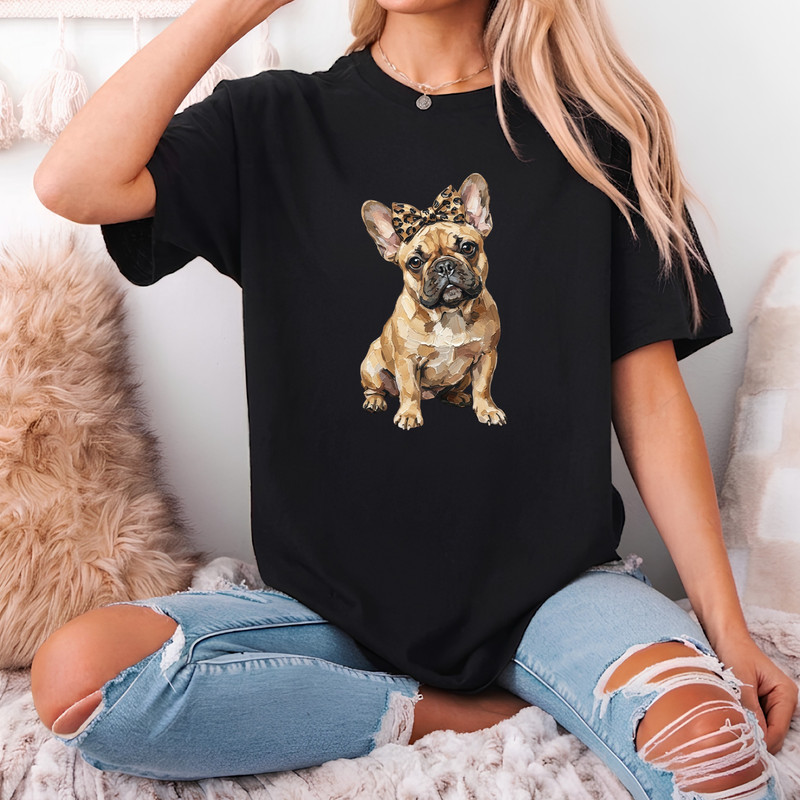Leopard Bow Frenchie Dog Mom French Bulldog Lover Gift Tee