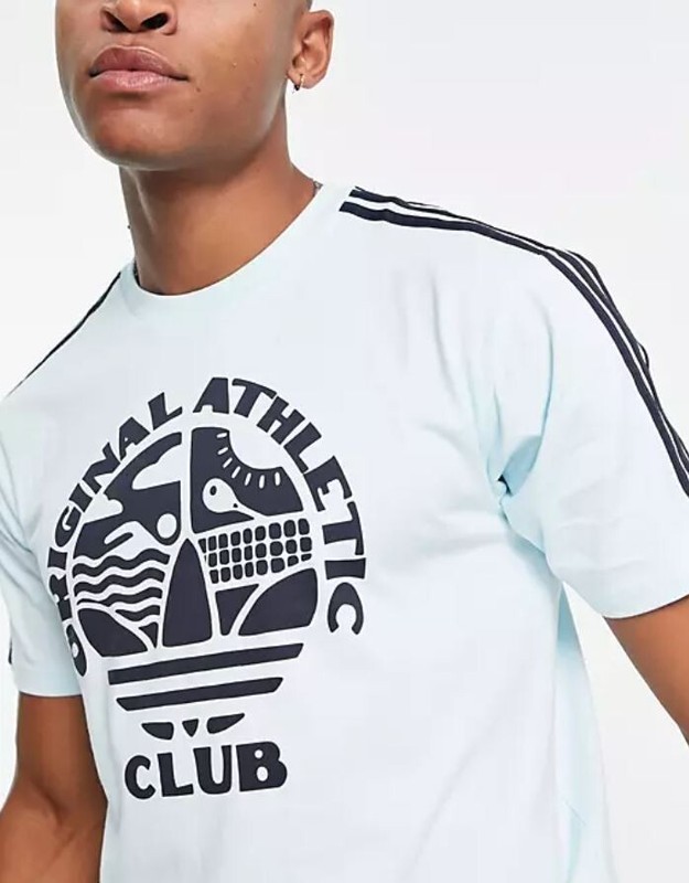 NEW MEN'S ADIDAS ORIGINALS ATHLETIC CLUB TREFOIL TEE SHIRT ~ 2XL~ HI2973 LT BLUE gallery