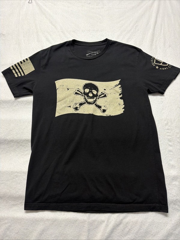 Grunt Style Black 1776 Skull Flag Graphic Print Crew Neck T-Shirt Mens Large