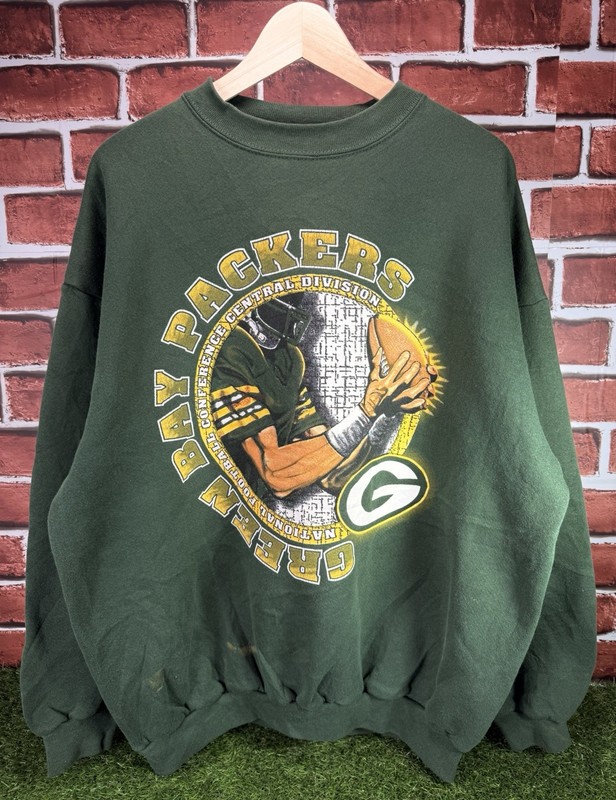 Vintage 90’s Green Bay Packers NFL Logo 7 Heavyweight Crewneck XL Boxy FLAWS