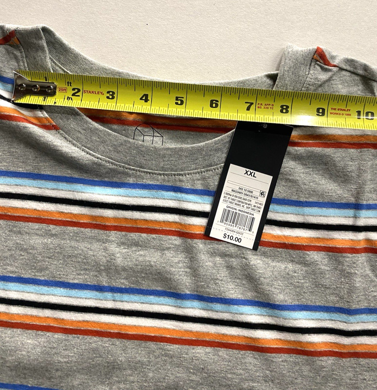 Men's Short Sleeve T-Shirt Original Use Heathered Gray/Striped Size XXL gallery