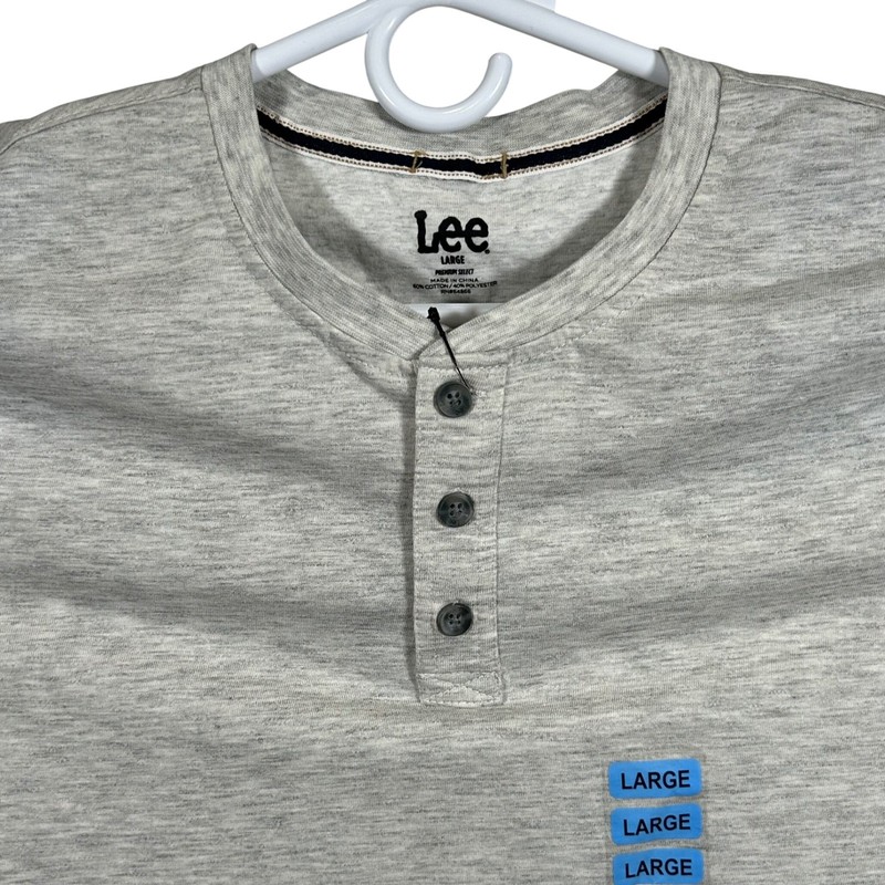 Lee Premium Select Comfort Henley Shirt Mens Large Oatmeal Heather New