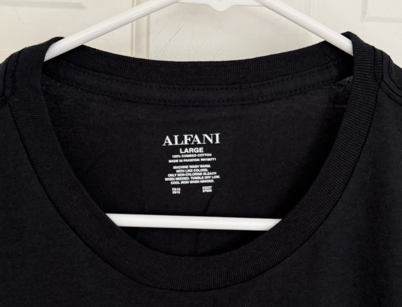 NEW Alfani Short Sleeve Crew T Shirt BLACK 100% Combed Cotton Men's L gallery
