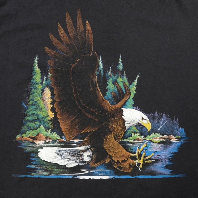Rare Vintage Bald Eagle Nature Wildlife Graphic T Shirt 80s 90s Outdoors Black  gallery