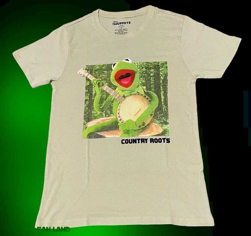 New Disney Kermit The Frog Banjo Country Roots Mens Vintage T-shirt